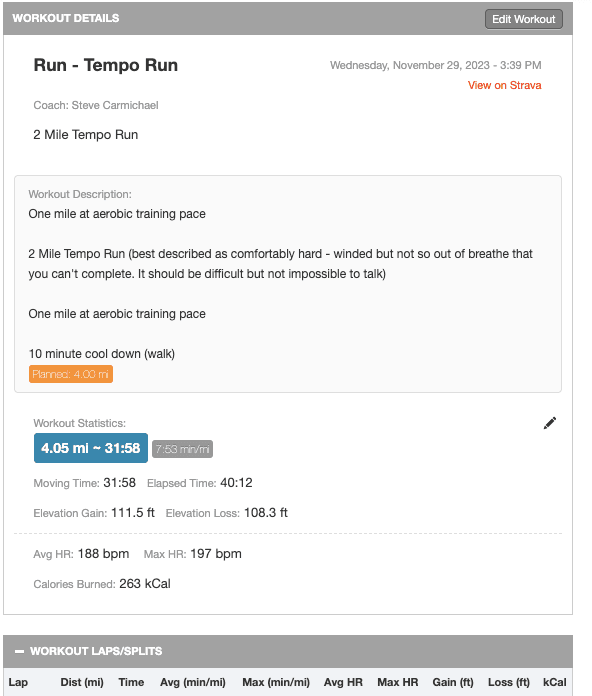 Final Surge workout instructions