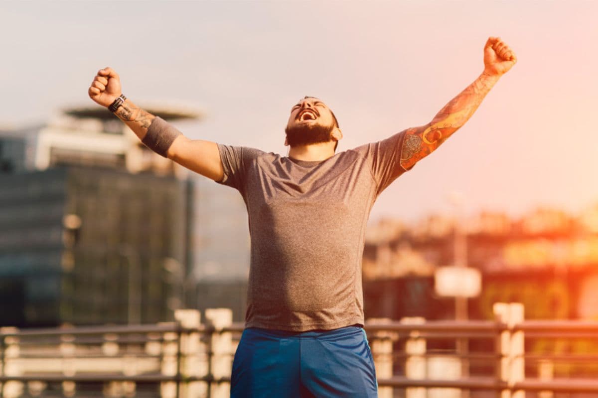 Runner pushing through with mental focus